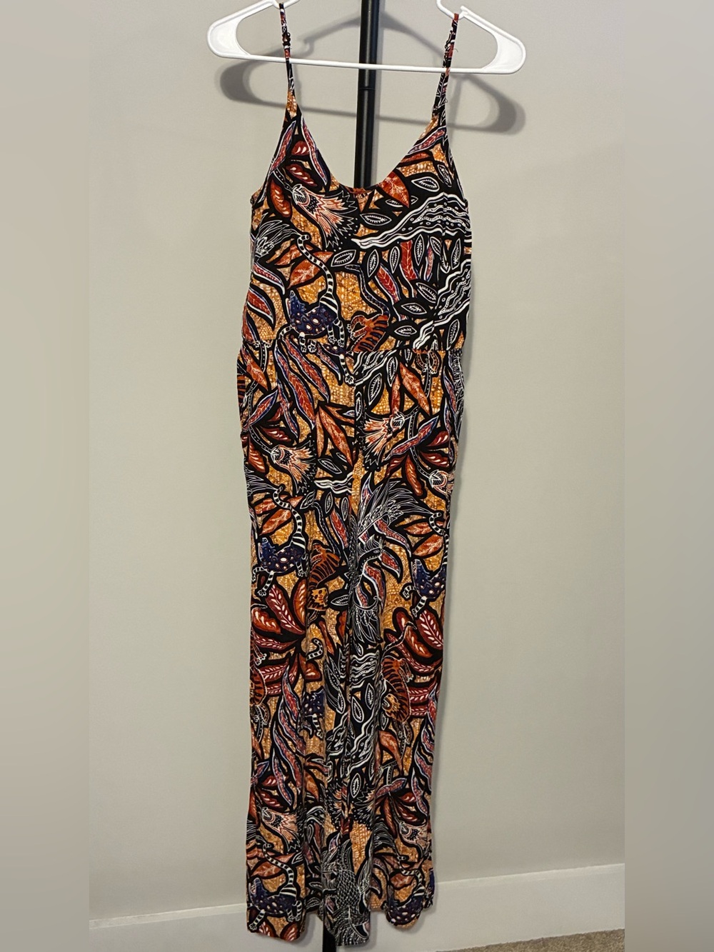 H&M Jumpsuit Animal Floral Botanical Leaf-Print Tribal Sleeveless Size 6